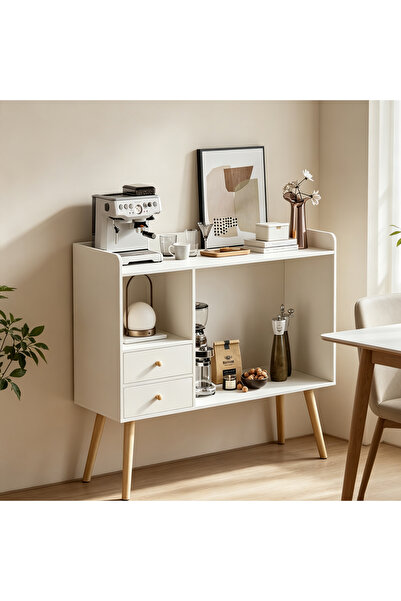 HayaBazaar Coffee Corner with Storage Drawers, Modern Coffee Cabinet Sideboar...