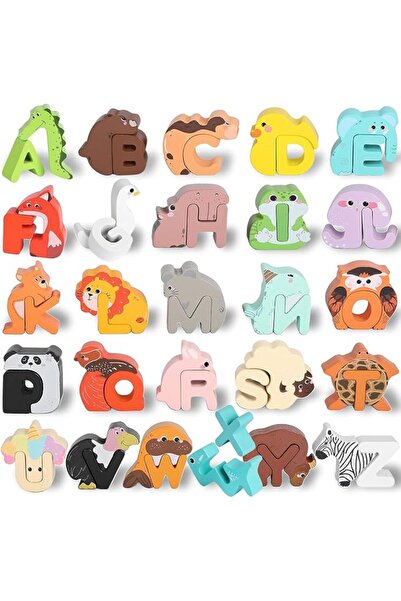 Soofam Alphabet Puzzle, Wooden Animal Alphabet Puzzle Matching Game,ABC Puzzl...