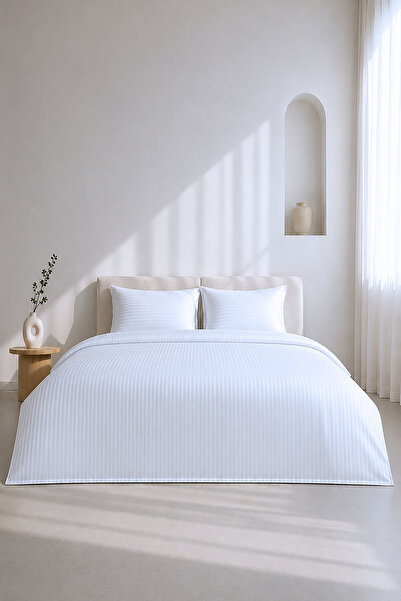 Otello Bedding Set, Striped Satin – Striped Pearl – Single Size