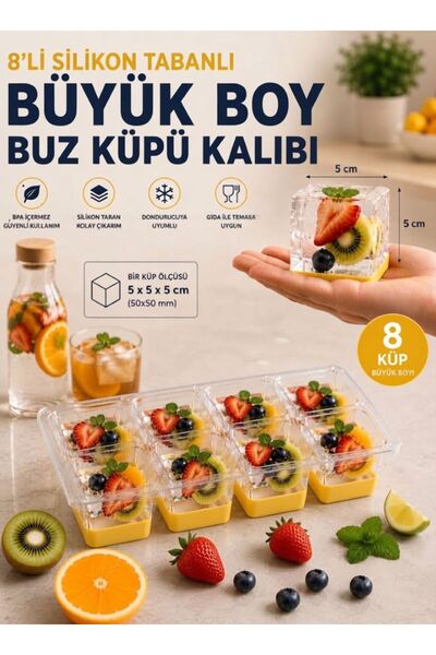 Pamit Toys Pami̇t Home Large Size 8-Piece Silicone Ice Mold Easy to Remove No...
