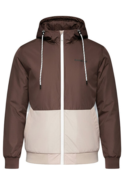 OMBRE Herren Leichte Bomberjacke mit Verstellbarer Kapuze C584 Braun