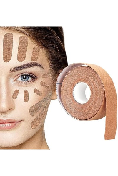 Goodern لاصقات تجميل للوجه مقاس 2.5 سم × 5 م، ملصقات للوجه والرقبة والعينين و...