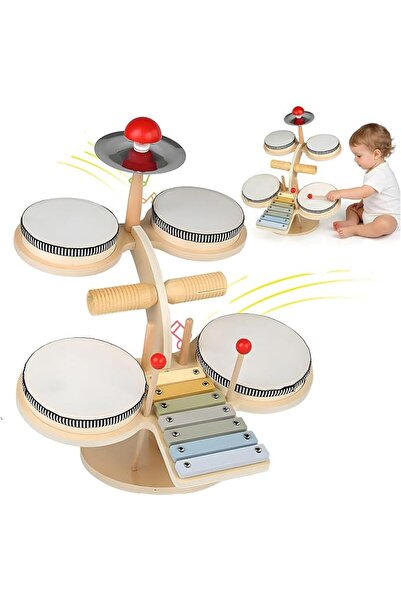 GENERAL Andanna Toddler Wooden Drum Set, Montessori Toys for 3 Year Old Boy G...