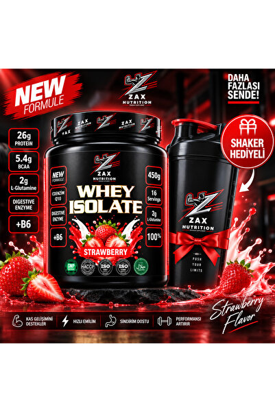 zax nutrition Isolate whey Çilek Aromalı 450 gr + Shaker Hediyeli