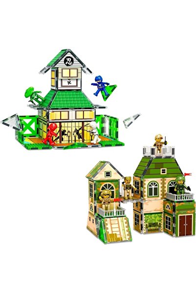 PicassoTiles 102pc Magnet Tile Building Block Ninja & Troop Theme Double Side...