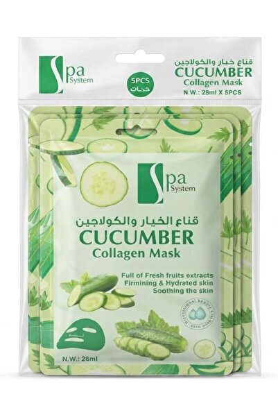 Spa System Cucumber Collagen Face Mask - 28ml x 5pcs