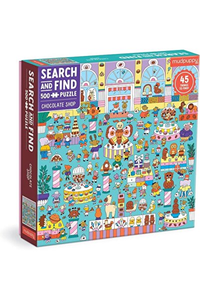 Mudpuppy Chocolate Shop 500 Piece Search and Find Family Puzzle , Colorful Il...