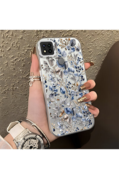 PATTERNOVA Redmi 9C/10A Uyumlu Retro Yaprak Meyve Baskılı Kılıf, Zarif ve Şık...