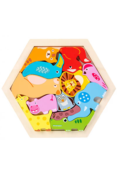 aistoys Puzzle creativ 3D cu 12 forme de animale, tip Tetris, 18,5 x 16,5, 3 ani +