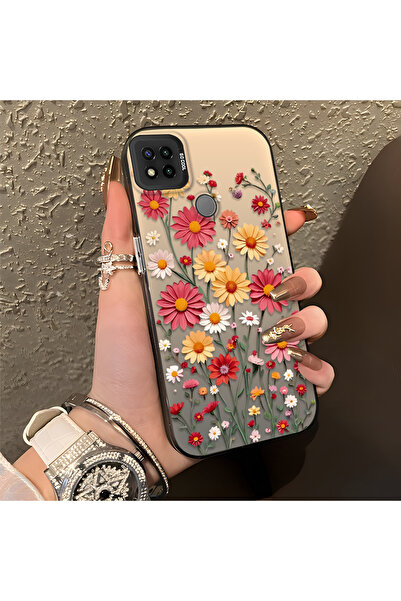 PATTERNOVA Redmi 9C/10A Uyumlu Canlı Renkli Papatya Demeti Baskılı Kılıf,Çarp...