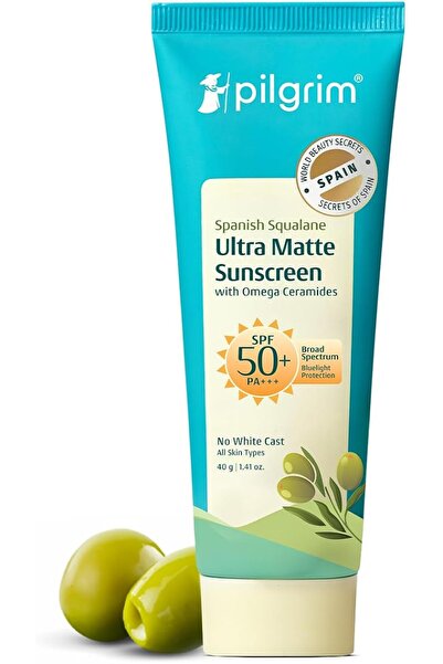 Pilgrim واقي شمس سكوالان ألترا مات SPF 50 PA+++ للنساء والرجال مع أوميغا سيرا...