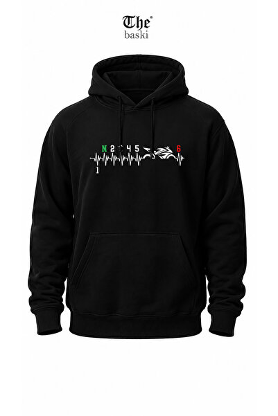 The Baski Motorcycle Biker Heart Rhythm Printed 1N23456 Gears Kangaroo Pocket...