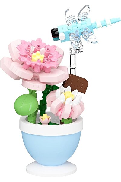 TERRIFI Dragonfly Building Blocks,Mini Potted Plant Display Kit with Lotus Bo...