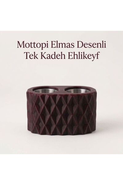 Mottopi Ehlikeyf Cherry Rot Diamond Patterned, 2 Glass Slots, Metal Inner Cha...