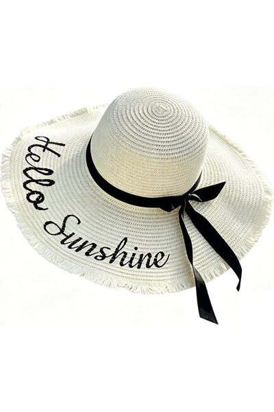 Lunira Straw Hat, Women's Wide Brim Sun Hat with Bow Ribbon, Summer Beach Sun...