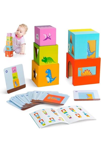 GENERAL Andanna Wooden Montessori Stacking Boxes,Toddler Stacking Toy Nesting...
