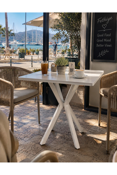 Genel Markalar MUTFAK CAFE BALKON BAHÇE RESTORAN YEMEK MASASI 70X70 METAL AYA...
