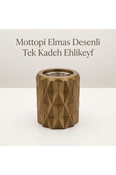 Mottopi Ehlikeyf Bronz Elmas Desenli,1 Kadeh Yuvalı,Metal İç Hazneli,Termojel...
