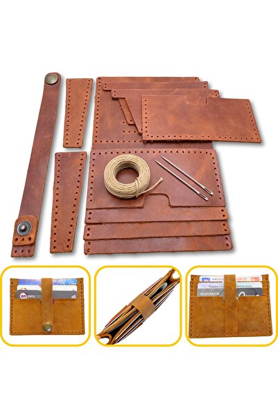 ipekbazaar DIY Tuna Genuine Leather Belted Card Holder Making Kit, DIY Handma...