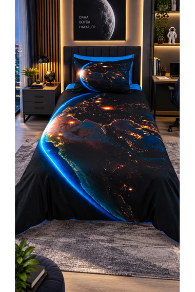 AYBERK HOME TEXTİLE World 5D Digital Printed Cotton Single Duvet Cover Set 4 ...
