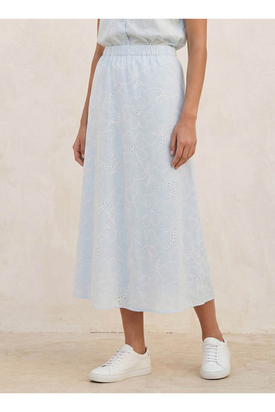 FAV Youth Midi Cotton A-line Skirt with Schiffli Embroidery
