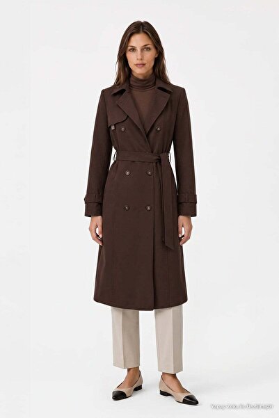 Zühre Shirt Collar Belted Bitter Trench Coat 13751