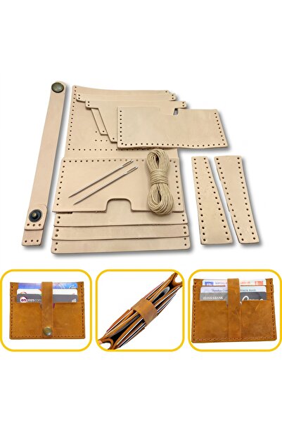 ipekbazaar DIY Tuna Genuine Leather Belted Card Holder Making Kit, DIY Handma...