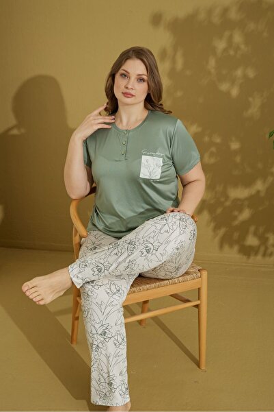 İpeksi Dokulu Patlı Battal Pijama Takımı