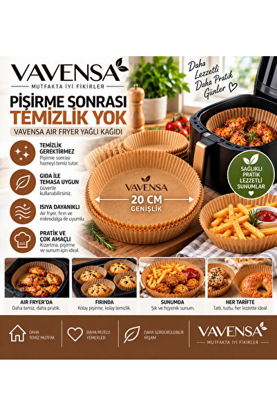 Yuvarlak 20cm Airfryer Pişirme Kağıdı Hava Fritözü Yağlı Kağıt 5li