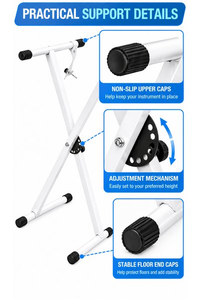 MegArya MegaryaWhite X-Style Keyboard Stand, Adjustable Folding Piano Keyboard Stand-RED