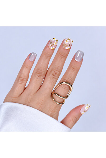 Takma Takma M Beden Takma Tırnak Gümüş Nail Art Kısa Yuvarlak 10'lu Tekrar Ku...