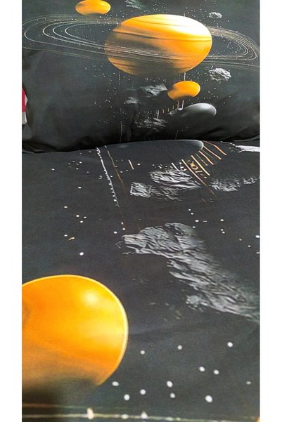 AYBERK HOME TEXTİLE Planet 5D Digital Printed Cotton Single Duvet Cover Set 4 Piece
