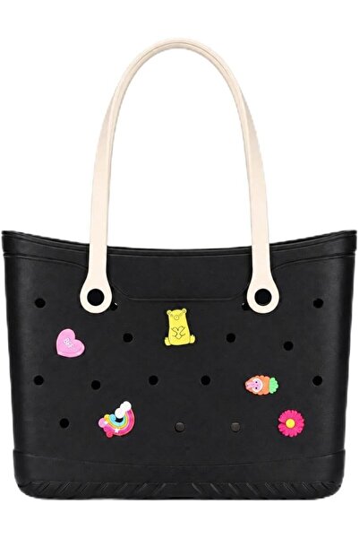 VELMORE 35×11×26cm cm EVA Rubber Beach Tote Bag with 5 Summer Charms | Waterp...