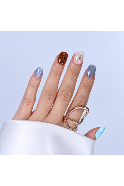 Takma Takma M Beden Takma Tırnak Renkli Nail Art Kısa Yuvarlak 10'lu Tekrar K...