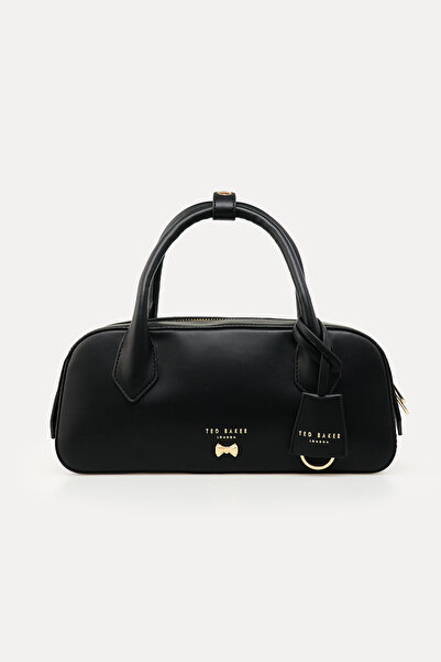 Ted Baker Siyah Mini Fiyonk Logo Düz Cilt Baget El Çantası