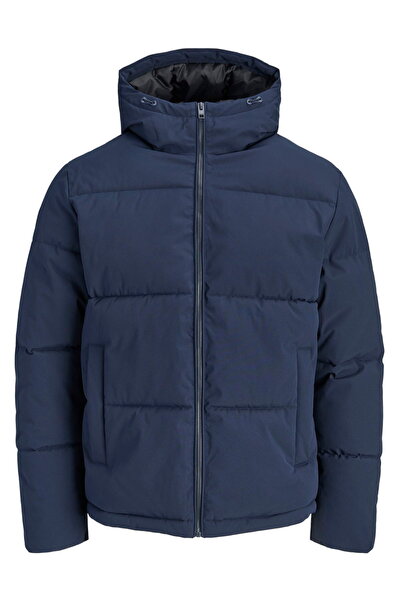 Jack & Jones Büyük Beden Ayarlanabilir Bagcikli Kapüsonlu Puffer Ceket - Galaxy