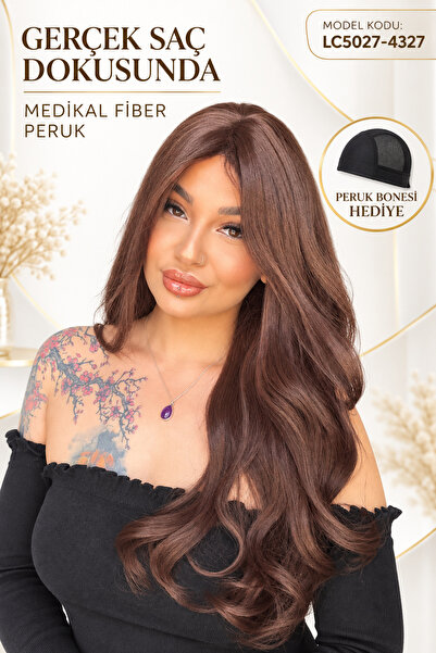 Suzan Peruk Gerçek Saç Dokusunda Medikal Fiber Peruk Doğal Tonlarda Tepe kısm...