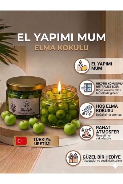 Elma Kokulu El Yapımı Mum