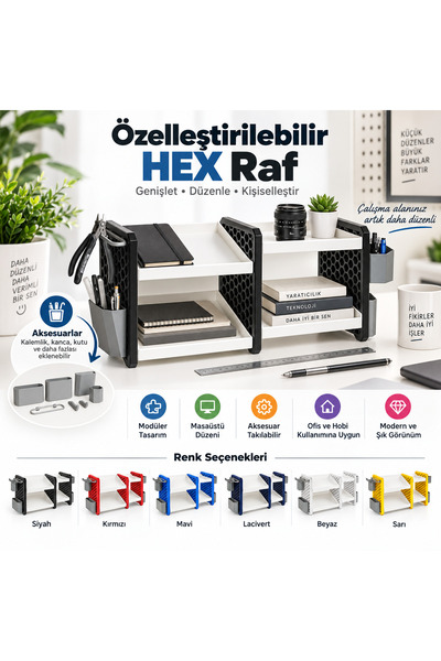 MYE TEKNOLOJİ Masaüstü Raf Organizeri Genişletilebilir Çok Katlı Ofis Hobi Dü...