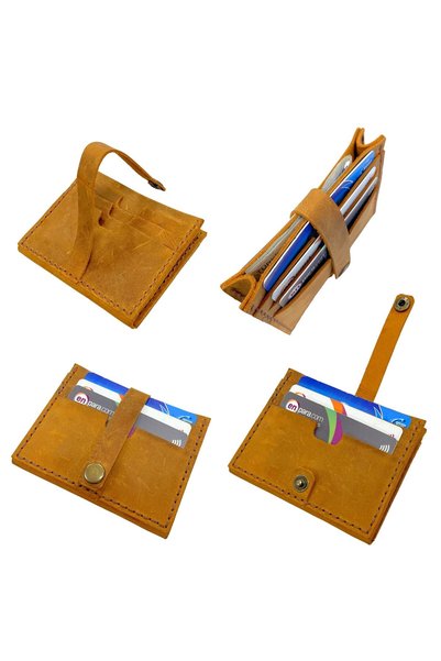 ipekbazaar Set de confecționare suport carduri cu curea din piele naturală Tuna, Kit DIY pentru suport carduri portofel vertical, realizat manual