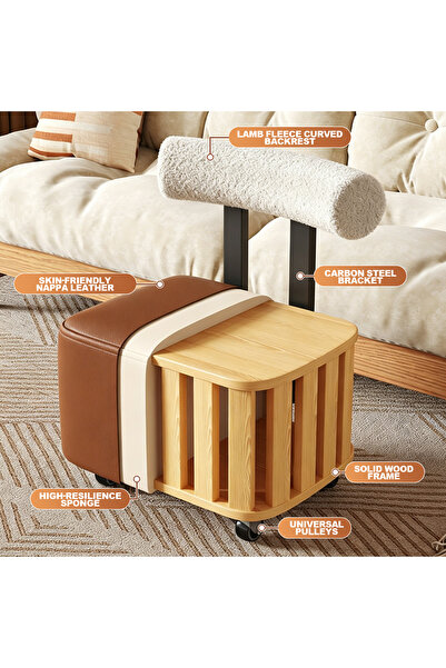Vitakit Rolling Chair, Cashmere Backrest, 360° silent wheels, high-elastic sponge seat cushion, mobile chair for family leisure use