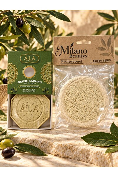 MİLANO BEAUTYS Ala Defne Extract Organic Solid Soap - Organic Fiber with Gift