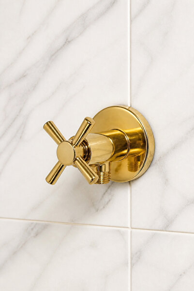 İSAOĞLU YAPI Parlak Gold Taharet Musluğu Modern Seri Altın Gold Pirinç Matery...