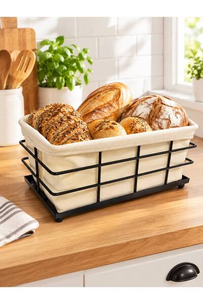 HELVACIOĞLU AKSESUAR Metal Ekmek Sepeti, Ekmeklik, Çok Amaçlı Sepet 26x13 cm ...