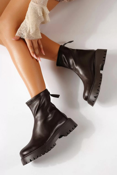 Zaira Women's brown fur boots made of eco- Leather Alessia #30192 - 40