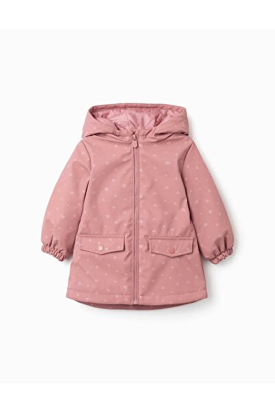 Ziddy Padded Rubber Parka With Hood And Pockets For Baby Girls, Pink