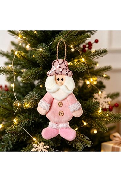 Kmt Style Pink Santa Claus textile pendant 21 cm with sequin hat and white fl...