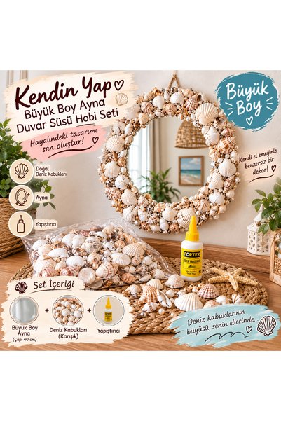 MİRAY FLOWERS HEDİYELİK Büyük Boy Ayna Duvar Süsü Hobi Seti