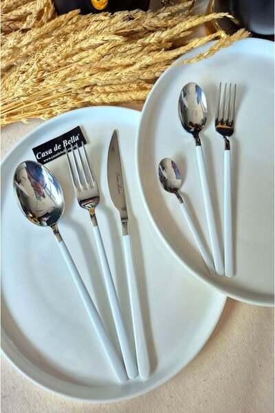 CASA DE BELLA Steel 36 Piece White Cutlery Set for 6 People