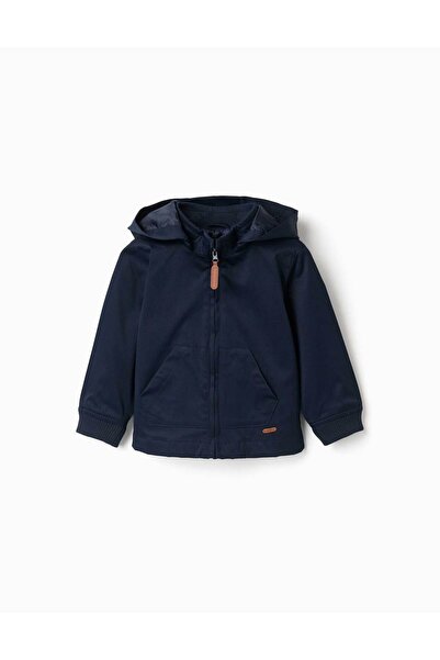 Ziddy Jacket With Lining And Removable Hood For Baby Boys, Dark Blue